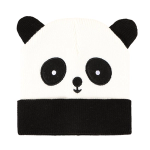 Unisex panda knit beanie hat with cute 3D ears and embroidered face for autumn and winter
