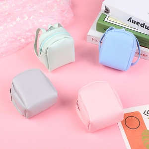 Mini Backpack Shape Coin Purse PU Leather Keychain Wallet Zipper Small Bag For Women Girls Earphone Case Storage Bag