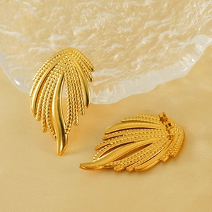 Boucles d'oreilles élégantes en forme d'ailes dorées en acier inoxydable pour femme