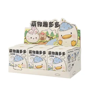 Full set of 6 crystal blind box bedroom decorations featuring cute animal illustrations