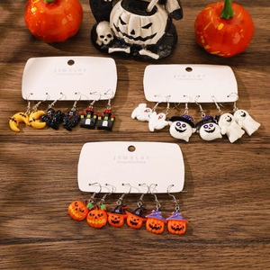 Parure Boucles d'oreilles Halloween Citrouille Fantôme Chauve-souris Château Pour Femmes Résine Alliage Bijoux Gothiques