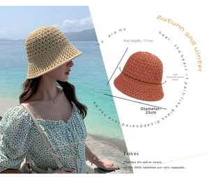Spécifications de taille pour chapeau cloche en tricot respirant pour femme beige et rouille
