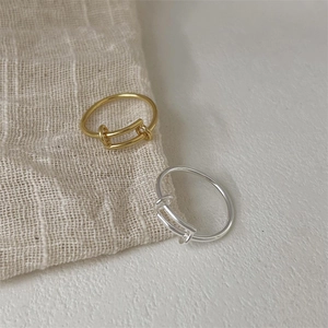 Minimalist 925 sterling silver pull-ring adjustable rings in gold and silver finish