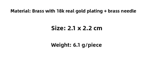 Detailed technical specifications for 18k gold plated brass 3D heart-shaped earrings