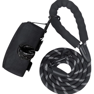 Reflective dog leash set with padded foam handle and Oxford storage bag for large dogs