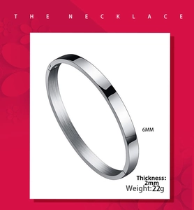 Bracciale rigido in acciaio inossidabile lucido con larghezza 6mm e finitura a specchio