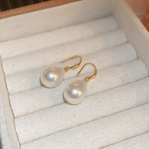 Teardrop Artificial Pearl Hook Earrings White Imitation Artificial Pearl Alloy Dangle With Silver Earring Post Elegant Vintage French Style For Women