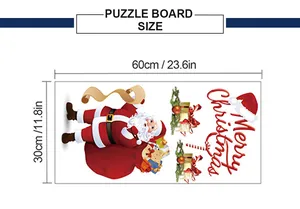 Detailed dimensions of self-adhesive Christmas wall decals featuring Santa and gifts