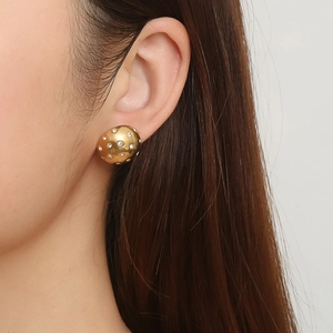 Boucles d'oreilles rondes en acier inoxydable plaqué or 18K avec cristaux brillants