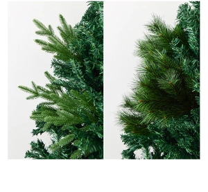 Close-up of realistic PE pine needles in two textures for Christmas wreath decoration