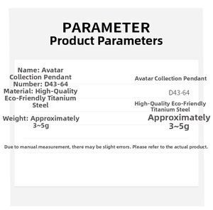 Detaillierte Parametertabelle mit technischen Daten für einen Titanstahl-Anhänger