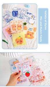 Detailed close-up showing the various cartoon self-sealing snack bags for food storage
