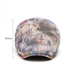 Artistic tie-dye beret hat with a 10cm deep crown for a perfect full-wrap snug fit