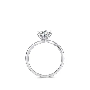 Elegant 925 sterling silver solitaire ring with sparkling round cut diamond and twisted band