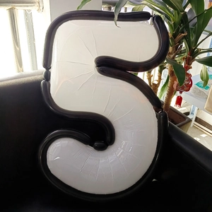 Cartoon style black and white number 5 foil balloon for children's birthday party decor