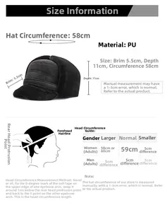 Size chart for winter aviator hat showing cap depth of 11cm and 58cm circumference