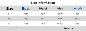 Size chart in cm for sexy backless strap dress showing bust, waist, hips, and length