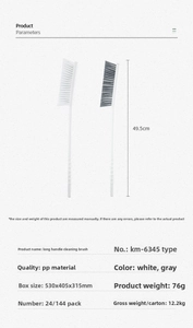 Detailed size specifications and material view of a 49.5cm long handle radiator brush