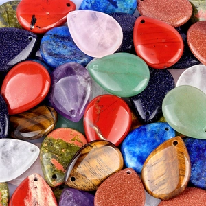 Polished waterdrop natural crystal stone pendants in various gemstones for DIY jewelry