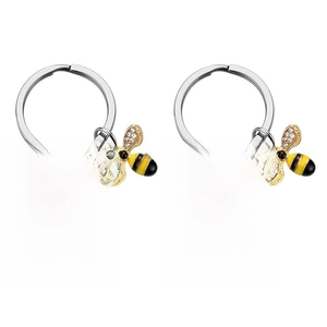 Stainless steel teacher keychain with bee charms and inspiring gratitude engravings