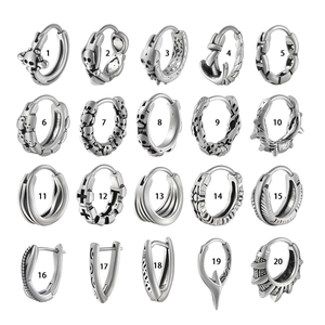 20 styles of stainless steel punk hoop earrings with skulls, crosses and gothic charms
