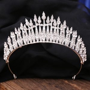 Luxury Alloy Rhinestone Bridal Crown Tiara For Wedding Party Elegant Shiny Crystal Headpiece For Women