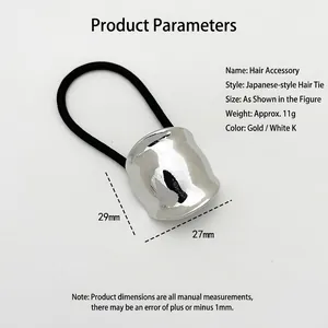 Minimalist silver alloy geometric hair tie with high elastic band and polished finish