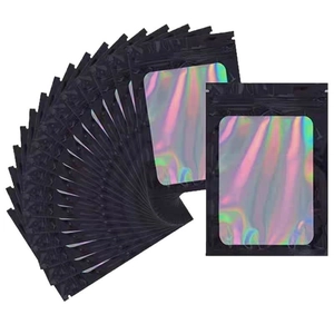 Black holographic resealable jewelry bags with laser window for product storage