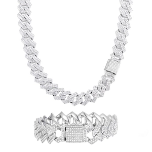 Collier Et Bracelet Miami Cuban Link Hiphop Iced Out Strass Bijoux En Alliage Style Punk Unisexe
