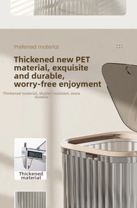 Detail showing 5.42mm thickness and PET material of the ribbed grey desktop bin