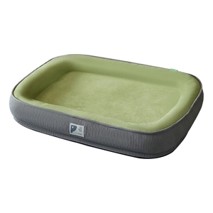 Washable all-season pet bed mat in green corduroy and soft plush for dogs and cats