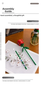 Macro shot of building block rose with adjustable stem height on a wooden table