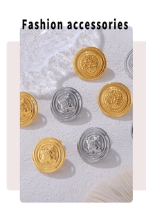 Detailed close-up of vintage style gold and silver round studs with embossed cross pattern