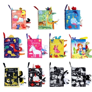 Baby Cloth Books Sensory Toy Crinkle Paper 3D Animal Tails Early Learning Education Infant Toddler Washable Tear-Resistant