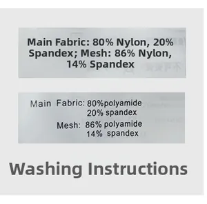 Detailed fabric composition label showing 80% polyamide and 20% spandex blend materials