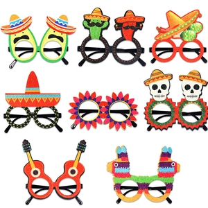 Mexican Independence Day Party Eyeglasses Novelty Day Of The Dead Sombrero Cactus Skull Photo Props Glitter Plastic Costume Glasses