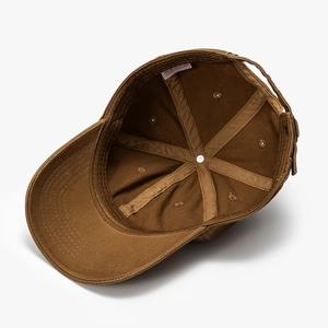 Coffee brown minimalist cotton baseball cap with interior sweatband and six-panel design