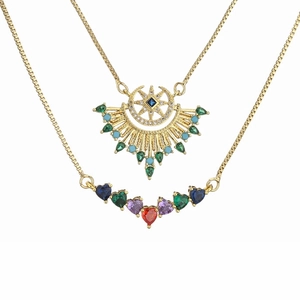 Pendant Necklace Copper Zircon Synthetic Artificial Pearl Heart Moon Star Flower Butterfly Jewelry For Women Fashion Retro Style
