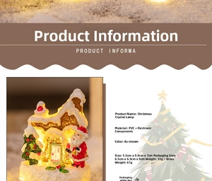 Detail view of mini LED Christmas crystal lamp with Santa Claus and warm yellow lighting