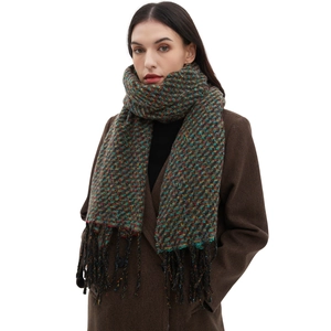 Long Knit Winter Scarf Polyester Melange Shawl With Tassels Warm Thick Casual Wrap For Women