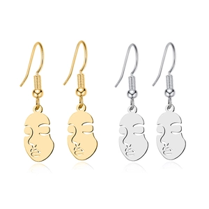 Abstract hollow face line art earrings in gold and silver stainless steel