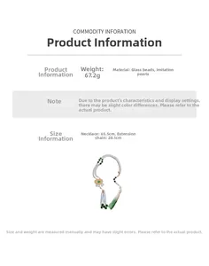 Detailed view of Chinese pearl tassel necklace with length and material specifications