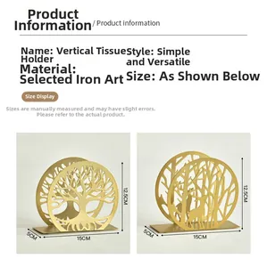 Detailed view of golden iron napkin holder showing tree of life and elk cutout designs