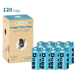 Sacs à déjections canins bleus parfum lavande en boîte de 120 pièces étanches