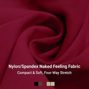 Women's backless sports jumpsuit in dark red high-stretch nude-feel fabric