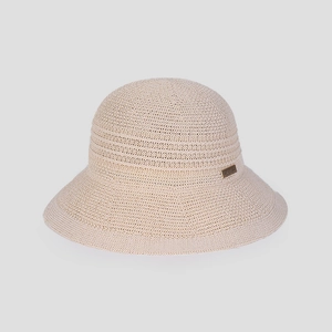 High-quality close-up of breathable knitted fisherman sun hat with wide brim detail