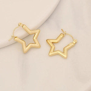 Orecchini a cerchio a stella in acciaio inossidabile dorato con design cavo minimalista