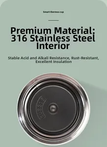 Macro detail of high-grade SUS 316 stainless steel inner liner for insulated smart thermos cup