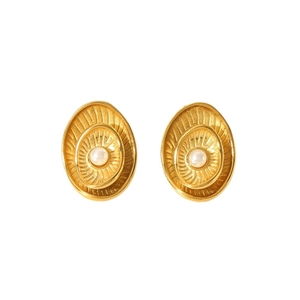 Französische Vintage-Ohrringe aus 18K vergoldetem Edelstahl mit Perlen für Damen
