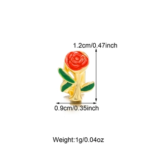 Detail showing dimensions of red rose hip hop single tooth grill with gold finish